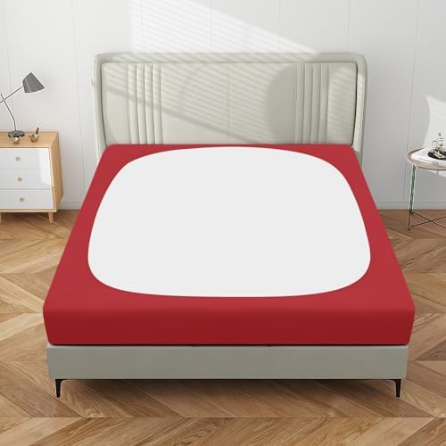 PureFit Stretchy Box Spring Cover Twin - Elastic Fitted Box Spring Wrap Around 4 Sides, Wrinkle & Fading Resistant Fits Twin Size Beds, Red