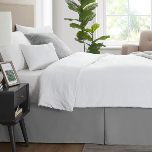 Nestl Grey Bed Skirt Queen Size - Queen Bed Skirt 14 Inch Drop - Brushed Microfiber Bed Skirts - Hotel Quality Pleated Bed Skirt - Shrinkage & Fade Resistant (Pack of 2)