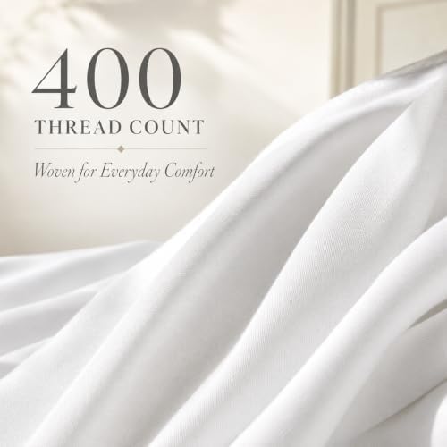 Queen Sheet Set, 400 Thread Count Bed Sheets Queen Size Set - Coconut Milk