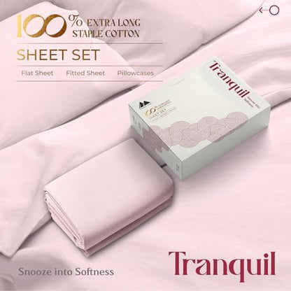 Mayfair Linen Egyptian Cotton Sheets King Size - Luxury 800 Series High Thread Count King Sheets (4 PC, Blush), Soft Cooling 16" Deep Pocket Hotel Quality Bed Sheet Set - Tranquil Collection
