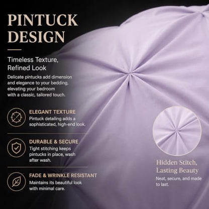 CozyLux King Size Comforter Set Lavender, 7 Pieces Pintuck Bed in a Bag