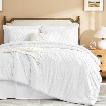 Litanika White King Comforter Set with Sheets, 7 Pieces Boho Bed in a Bag