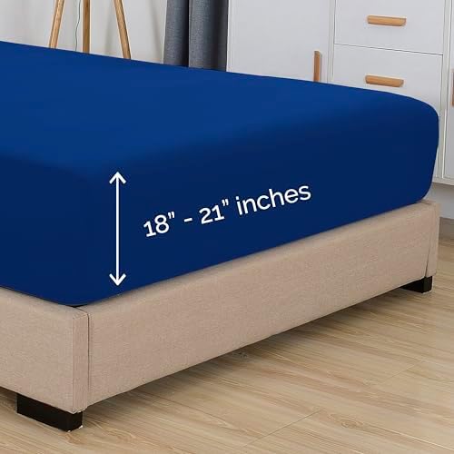 Elegant Comfort 1500 Premium Hotel Quality 18-21 Inches Deep - Extra Deep Pocket Single Fitted Sheet for High Mattress, Luxury and Softest, Smart Pocket - Wrinkle Free, King, Royal Blue