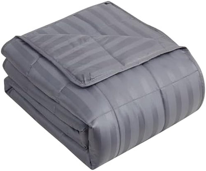 yescool Weighted Blanket for Adults (20 lbs, 60" x 80", Satin Grey Stripes) Heavy Blanket for Sleeping Perfect for 190-210 lbs, Queen Size Breathable Blanket with Premium Glass Bead, Machine Washable