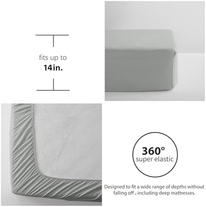 Queen Comforter Set 7 Piece, Grey Bed in a Bag Queen Size Bedding Sets