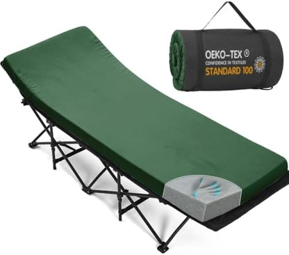 CYMULA Camping Cot Pad 2 Inch Memory Foam, Pad Only,Camping Pad for Folding Cot and Foldable Cot, Portable Roll Up Camp Gear for Car Camping Travel Tent, Non-Slip Waterproof Bottom, Removable Cover