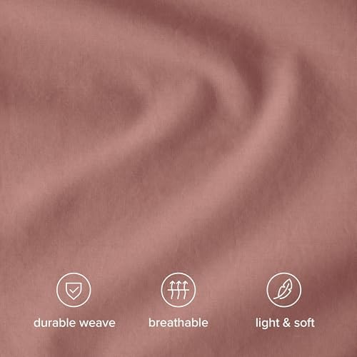 Bare Home 100% Organic Cotton Full Duvet Cover Set - Crisp Percale Weave - Lightweight & Breathable - Cooling Duvet Cover Set (Full, Dusty Rose)