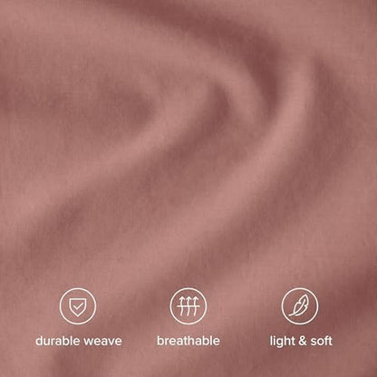 Bare Home 100% Organic Cotton Full Duvet Cover Set - Crisp Percale Weave - Lightweight & Breathable - Cooling Duvet Cover Set (Full, Dusty Rose)