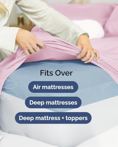 Extra Deep Flex Top Split Head King Sheet Set - 6pc Sheets - Light Pink