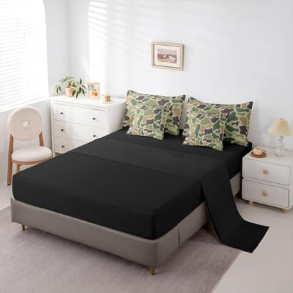 Erosebridal Hunting 7 Piece Bedding Set Full Camouflage Comforter Set with Sheets Purple Green Army Farmhouse Bed in a Bag Deer Hound Bear Turkey Wolf Print for Kids Boys Girls