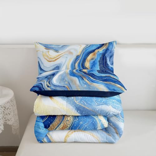 jejeloiu Marble Comforter Set Modern Marble Bedding Set Queen Size 3 Pcs