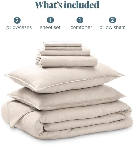 Bare Home Bed-in-A-Bag 7 Piece Set (Full, Heathered Pebble)