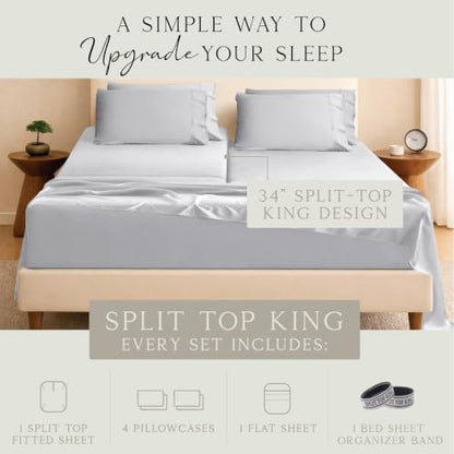 KARISSA MAE 6 Piece Luxury Bamboo Viscose 34" Split Top King Size Sheet Set