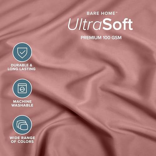 Bare Home Twin Fitted Sheet - 1800 Ultra-Soft (Twin, Dusty Rose)