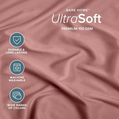 Bare Home Full Fitted Sheet - 1800 Ultra-Soft (Full, Dusty Rose)
