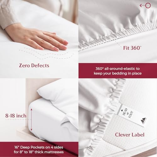 Mayfair Linen 100% Egyptian Cotton Twin XL Size Sheet Set - Luxury 800 Series Tranquil Collection Egyptian Cotton Twin XL Sheets (Pack of 2, White), Soft 16" Deep Pocket College Dorm Room Sheets