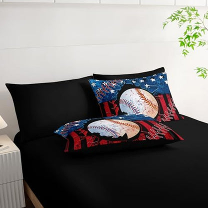 HOSIMA 7Pcs Baseball Twin Comforter Set with Sheets Sports Bedding.