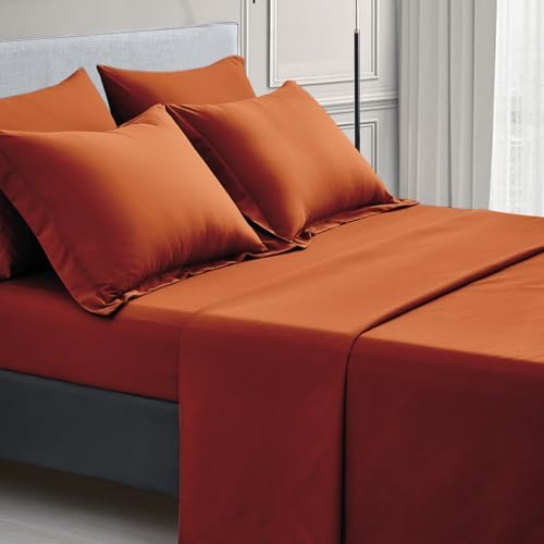 Maple&Stone Full Comforter Set 7 Pieces Bed in a Bag Brunt Orange Bed Set
