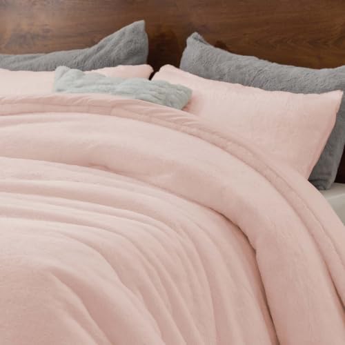 BEDELITE Faux Fur Queen Comforter Set Baby Pink,Warm Comforter for Winter