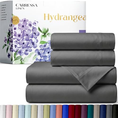 Carressa Linen 600 Series California King Sheet, 16" Deep Pocket, Dark Grey