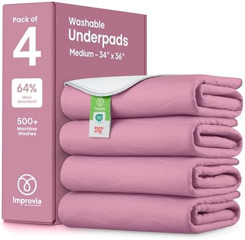 IMPROVIA® Washable Underpads, Heavy Absorbency Reusable Incontinence Pads