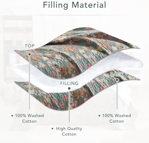 Lady Ann 100% Cotton Floral Quilt Sets Queen - Vibrant Paisley Flowers Pattern Plant Botanical Printed Quilted Bedspread & Coverlet Set, 3 PCS Lightweight Extra Soft Queen Bedding Sets All Season
