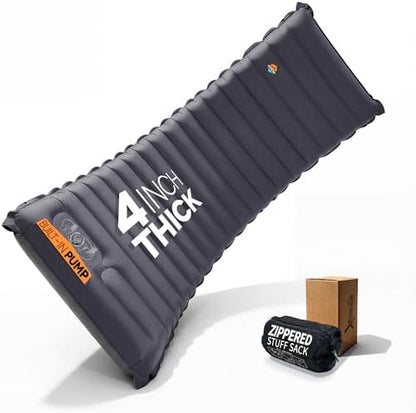 ZOOOBELIVES Inflatable Camping Sleeping Pad, 4-Inch Thick Full Air Support, No Bottoming Out for Side Sleepers, Camping & Backpacking Mattress with Built-in Foot Pump, Durable & Compact – Airlive2000