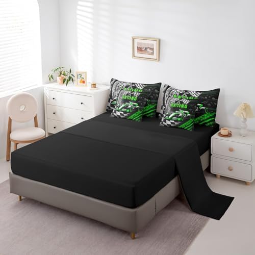 Castle Fairy Cool Racing Comforter Set Bed in a Bag 7 Pieces King,Boys Men Race Car Bedding Set,Speed Sports Car (Comforter+Fitted+Flat Sheet+2 Pillowcases+2 Throw Pillow Covers)