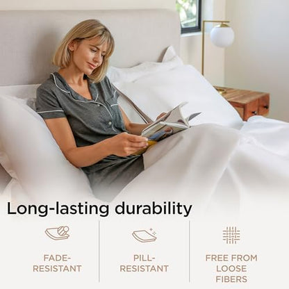 Threadmill 600 Thread Count Cotton Queen Sheet Set, Sateen, White, 4-Piece