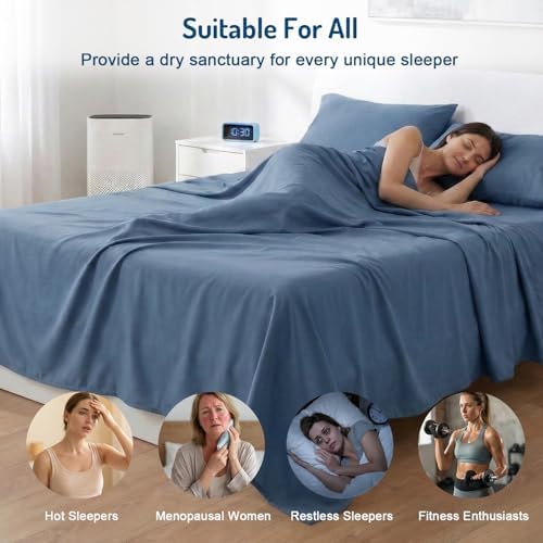 Coolmax® Cooling Sheets for Hot Sleepers, King Size, Teal Blue
