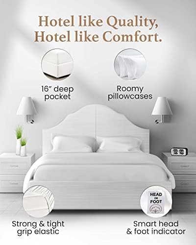 100% Egyptian Cotton Sheets King Size, 4 Piece, White Sheets King Size