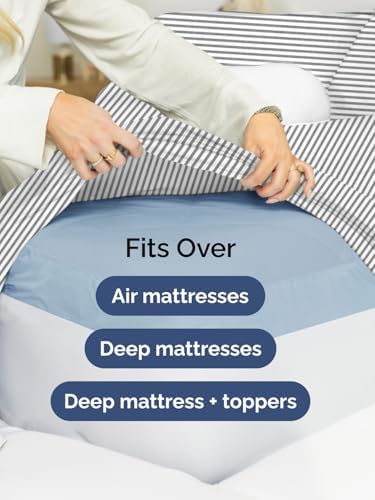 CGK Linens Deep Twin XL Fitted Sheet - Dorm Room Essentials - Grey Stripes