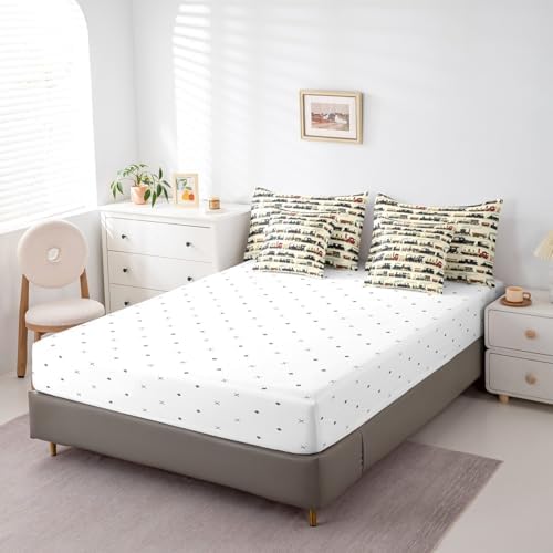 Feelyou Vintage Train Comforter Set King Size 7 Pcs Bedding Set Boys Girls