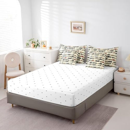 Feelyou Vintage Train Comforter Set King Size 7 Pcs Bedding Set Boys Girls