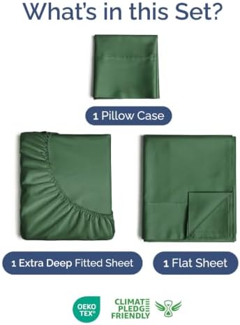 Extra Deep Pocket Twin Sheet Set - Breathable & Cooling - Emerald Green