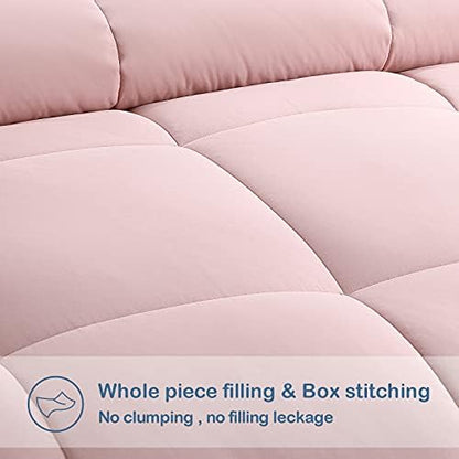 EASELAND Oversized Queen Down Alternative Comforter, Pink, 98x98
