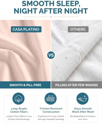 Casa Platino 100% Cotton Full Size Sheets Set – 6 Piece Crisp Percale Full Size Cooling Sheets, Lightweight for Summer, with 15" Deep Pocket Fitted Sheet Nightly Comfort & Airy Sleep – Veiled Rose