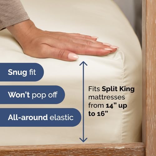 Flex Top Split Head King 4 Piece Sheet Set - Soft & Breathable - Off White