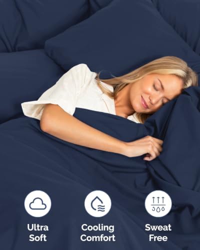 CGK Linens 2 Pack Extra Deep Twin XL Fitted Sheets - Navy Blue
