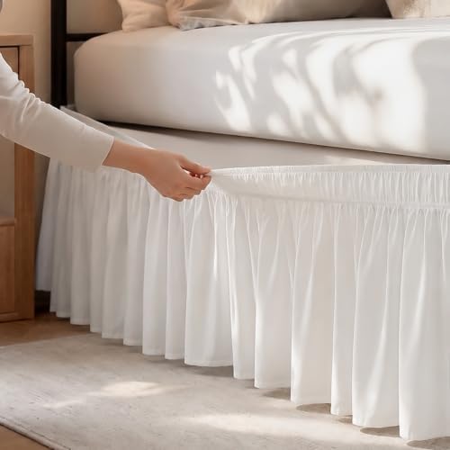 RIMELA Bed Skirt with Split Corners, Full, 15 Inch Drop, Warm White