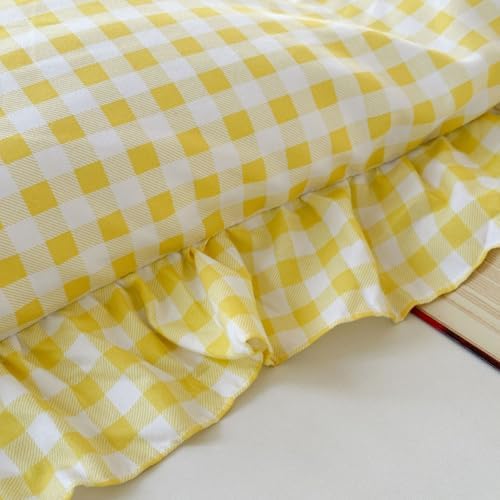 NSNLGSGC Yellow Gingham Ruffle Twin Duvet Cover