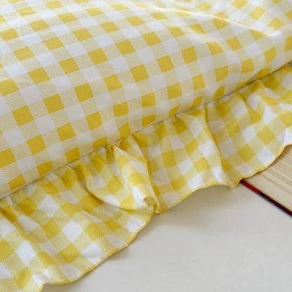 NSNLGSGC Yellow Gingham Ruffle Twin Duvet Cover