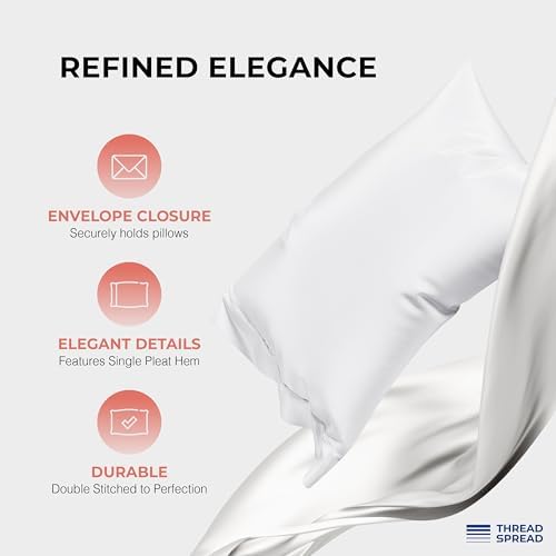 THREAD SPREAD 100% Egyptian Cotton Queen Sheets Set - 1200 Series Plush Collection Luxury Egyptian Cotton Sheets Queen Size Deep Pocket (4 PC, White), Soft, Cooling, Sateen Weave Sheet Set