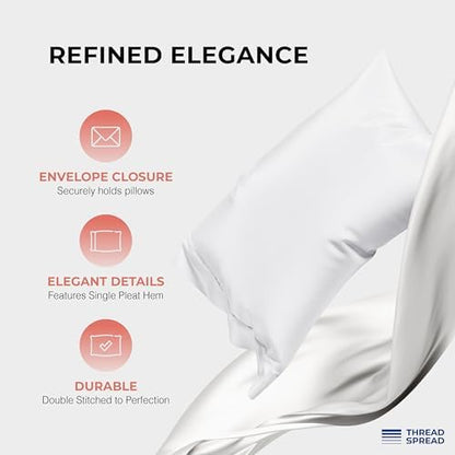 THREAD SPREAD 100% Egyptian Cotton Queen Sheets Set - 1200 Series Plush Collection Luxury Egyptian Cotton Sheets Queen Size Deep Pocket (4 PC, White), Soft, Cooling, Sateen Weave Sheet Set