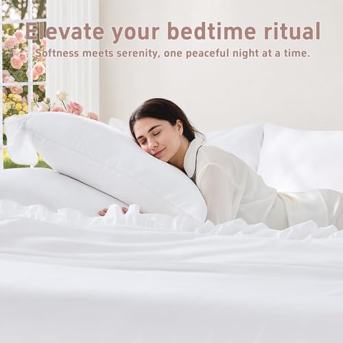 FUANNA King Sheets 4 Pieces - White Sheets with 4-Inch Ruffles Bed Skirt