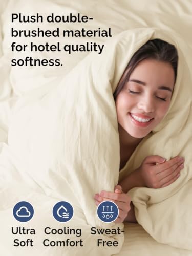 Duvet Cover Queen Size - Soft 3 Piece with Zipper Closure - Off White
