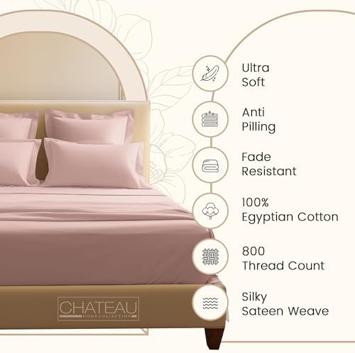King Sheets Deep Pocket, 800 Thread Count King Size Bed Set- Sepia Rose