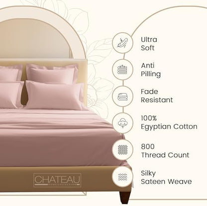 15" Deep Pocket Sheets for Twin Bed, 800 TC Twin Cotton Sheets - Sepia Rose