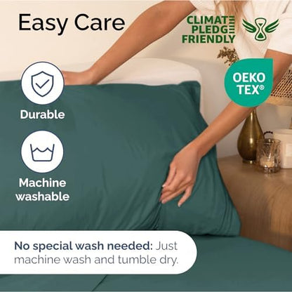 Queen Size 4 Piece Sheet Set - Ultra Soft & Cooling Bed Sheets - Dusty Teal