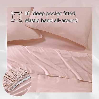 Sijo AiryWeight Tencel Sheet Set, 100% Lyocell Derived from Eucalyptus, Buttery Soft, Architectural Digest Best Cooling Sheets Winner - 3pc - 2 Pillowcases 1 Fitted (Blush, Cal King)